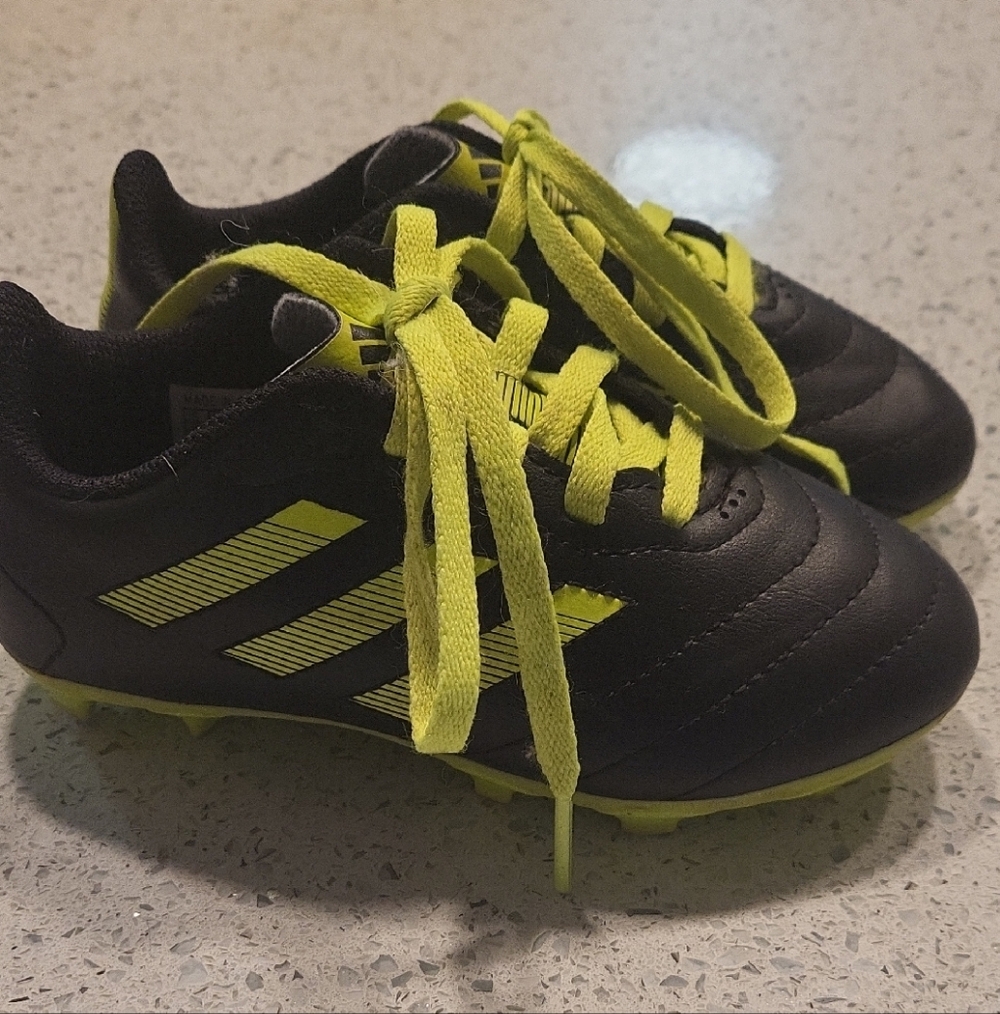 Adidas Kids Black and Bright Yellow Sneakers